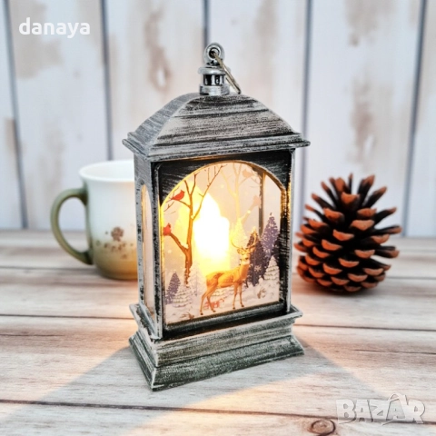 1187 Мини коледен фенер с Дядо Коледа и Снежко светеща коледна украса, снимка 7 - Декорация за дома - 35003060