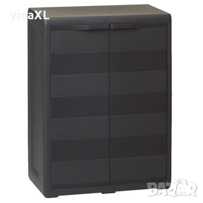 vidaXL Градински шкаф за съхранение с 1 рафт, черен(SKU:43706, снимка 1 - Градински мебели, декорация  - 45653123