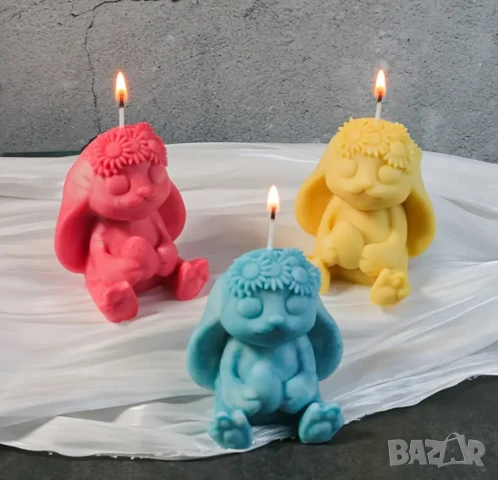 Молд заек с венец от цветя , снимка 4 - Форми - 51290771