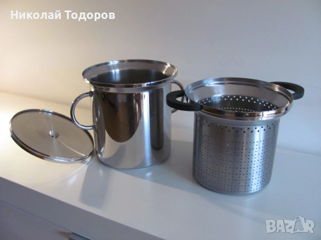 Alessi - дизайнерски комплект (тенджера) за приготвяне на паста, снимка 5 - Съдове за готвене - 52522575