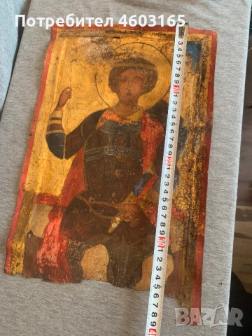 стара икона  Свети Георги Победоносец, снимка 7 - Икони - 53938553