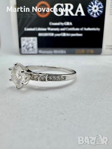 Сребърен пръстен с мойсанит (Диамант) 1 карат, снимка 7 - Пръстени - 50798776