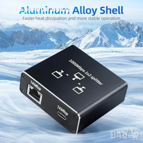 Нов Ethernet Adapter 1 в 2 RJ45 Type-C 1000Mbps за 2 устройства Адаптер интернет, снимка 5 - Друга електроника - 54233574
