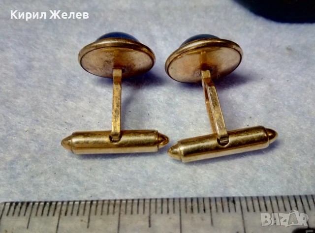 СКЪПОЦЕННИ РЕТРО АРТ ПОЗЛАТЕНИ БУТОНЕЛИ КОПЧЕТА за РЪКАВЕЛИ с ЛУНЕН КАМЪК 22107, снимка 8 - Антикварни и старинни предмети - 51255515