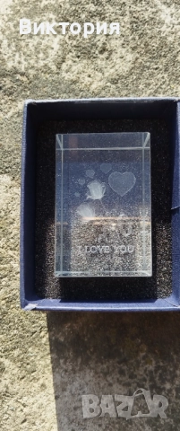 Елегантен кристален сувенир „I LOVE YOU“, снимка 2 - Други ценни предмети - 52877922