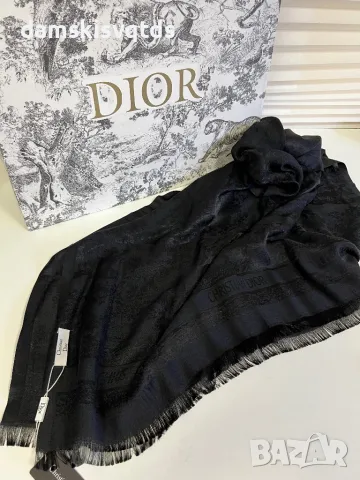 Нов шал DIOR черен с кутия, снимка 3 - Шалове - 26664597