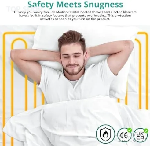 Ново King електрическо одеяло с еластични ленти и 3 топлинни нива, снимка 6 - Възглавници - 49668486