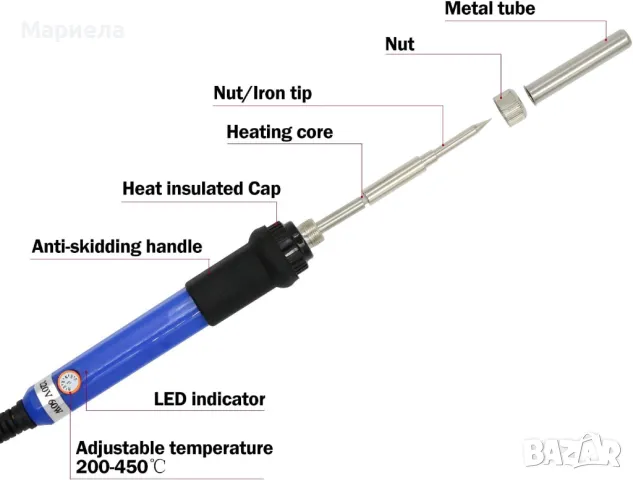 Поялник 60W / Пирограф 37 инструмента /  Регулируема температура 200-450 °C  140см. кабел, снимка 12 - Други стоки за дома - 47181714