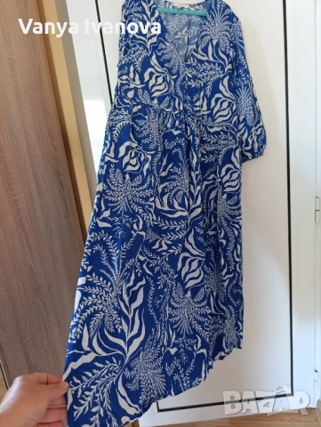 H&M  рокля в бяло и синьо от памук, снимка 7 - Рокли - 51079920
