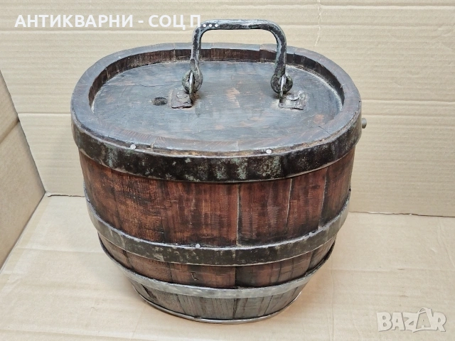 Старинна Ръчно Изработена Дървена Бъклица За Вода, Дървен Бъкел За Вода / НОМЕР 695. , снимка 3 - Антикварни и старинни предмети - 53486247