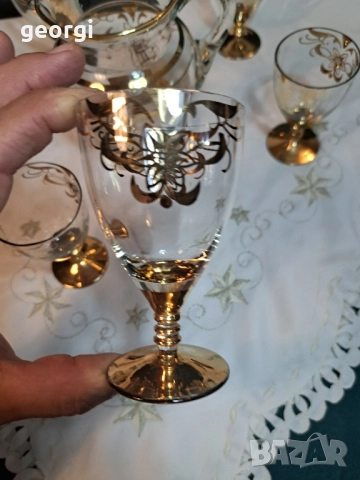 български луксозен сервиз за вино с позлата 27/5, снимка 6 - Сервизи - 51780820