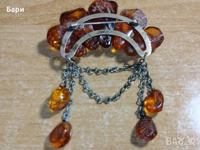 Стара голяма кехлибарена брошка , снимка 6 - Други - 53241137