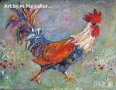 Петли, петлета, петел, петле, Мима / Art by MiMa, картина, rooster oil on canvas painting, снимка 8