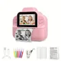 Детски фотоапарат за моментни снимки с дисплей мини термален Принтер с хартия комплект Розов Син, снимка 6