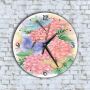 Стенен Часовник - Арт Красиви Пеперуди Розови Цветя, снимка 1 - Стенни часовници - 45652102