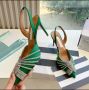 Обувки по модел на aquazzura ток сатенени лъскави сини черни зелени розови цикламени лилави, снимка 4