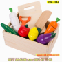 Дървени зеленчуци за рязане с магнити и кутия - КОД 3542