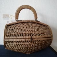 Автентична ратанова дамска чанта-кош и плетен панер., снимка 7 - Антикварни и старинни предмети - 39642380