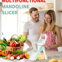 Mandoline Slicer Безопасна резачка за зеленчуци, многофункционален чопър 6 в 1 за храна (бял), снимка 5 - Аксесоари за кухня - 44989997