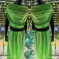 Дълга рокля с дантелен гръб в зелен цвят , снимка 1 - Рокли - 45268052