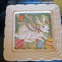 Великденски заек порцеланова чиния , снимка 4 - Декорация за дома - 45233564