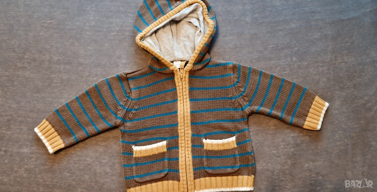 12-18м 86см Жилетка с качулка, плетиво, без следи от употреба , снимка 1