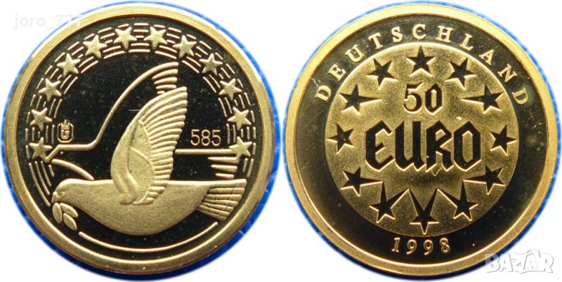 Златна монета "Гълъб на мира" 1/20 oz 1998, снимка 1