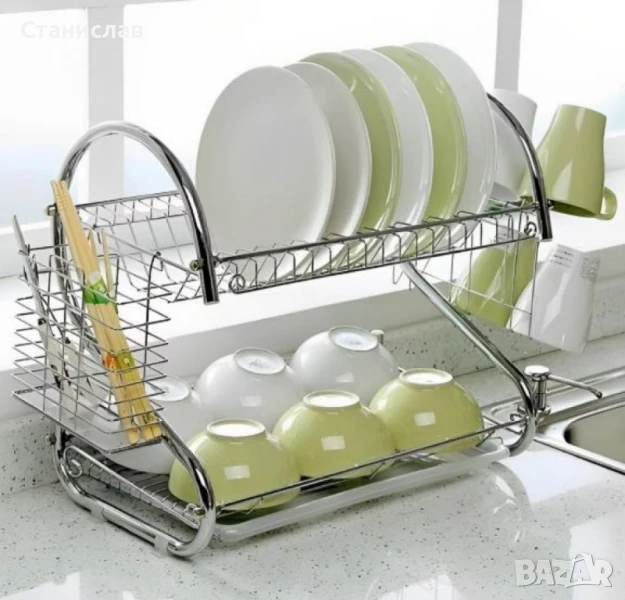 Луксозен S-образен сушилник за домакински съдове, двуредов. ТОП ЦЕНА, снимка 1
