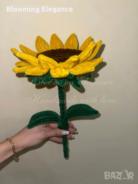 Слънчоглед от плюшена тел - 35 см, снимка 1
