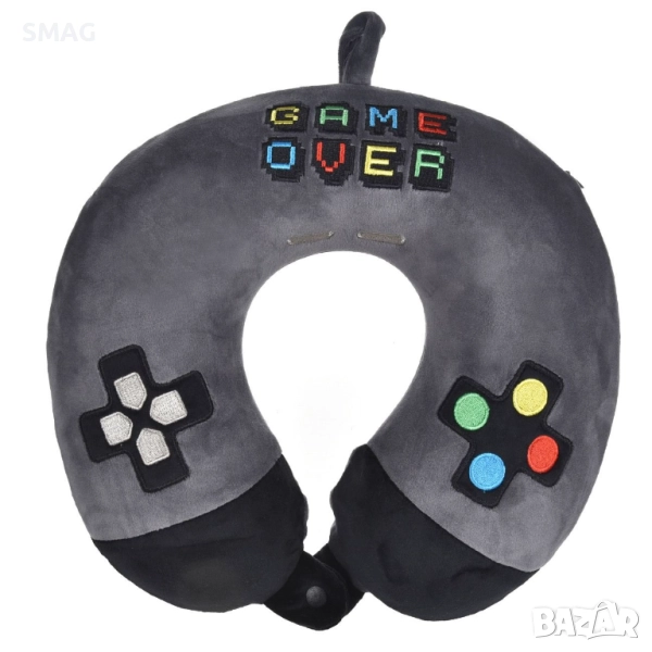 Детска възглавница за пътуване Gamer с мемори пяна, сива_1256290, снимка 1