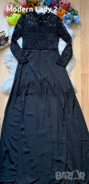 Дълга официална рокля с дантела, снимка 1