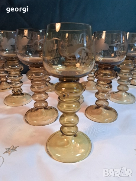 немски гравирани ретро чаши за вино 29/2, снимка 1