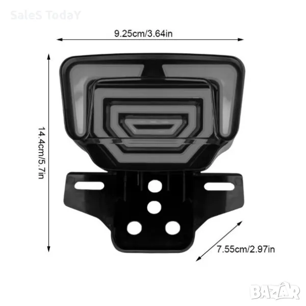 Стоп за мотор с мигачи и стойка за номер, Универсален, с вградено осветление за номер, скутер, снимка 1