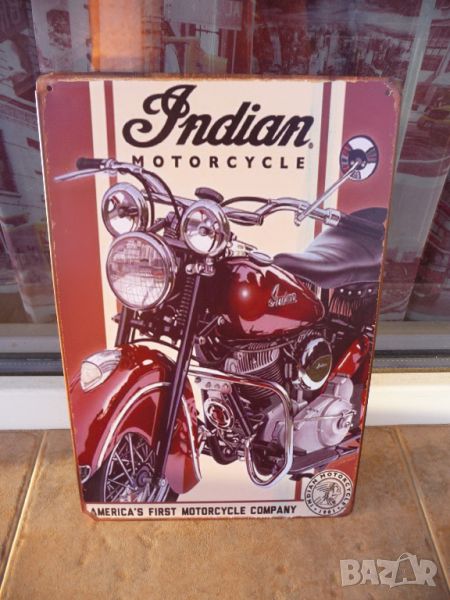 Метална табела мотор Indian Индиан Рокерски мотоциклет ретро старата моторетка, снимка 1