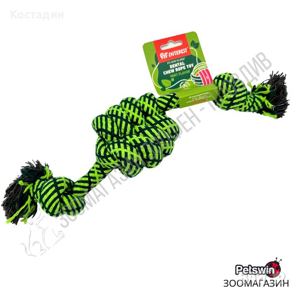 Въжена Играчка за Куче - с форма на Спирала- аромат Мента- 40см- Dental Chew Rope Toy- Pet-Interest, снимка 1
