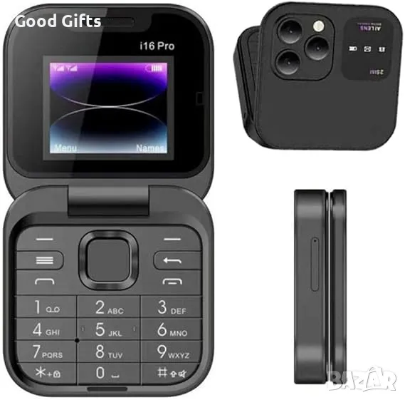 Сгъваем телефон I16 Pro Flip, с 2 SIM карти, 2G, снимка 1