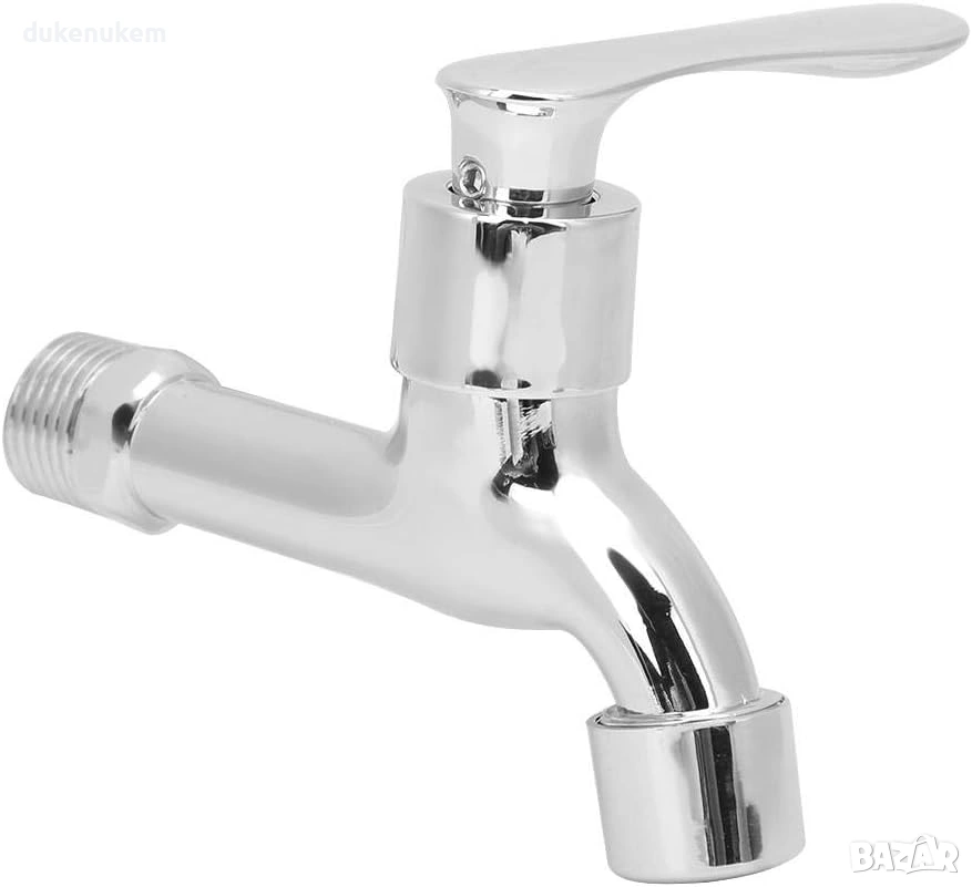 Стенен спирателен кран за градина и балкон G1/2 – хромиран, снимка 1