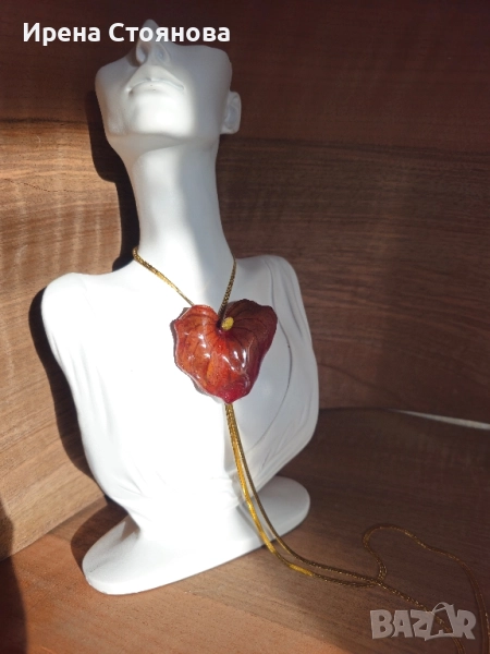 Колие с естествен цвят на Антуриум , снимка 1