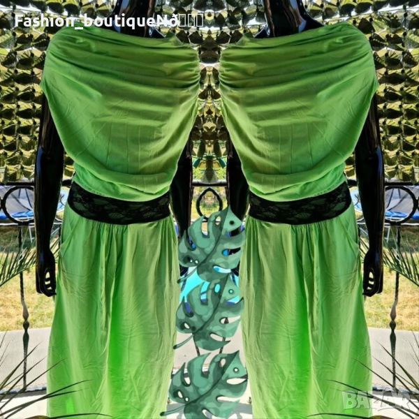 Дълга рокля с дантелен гръб в зелен цвят , снимка 1