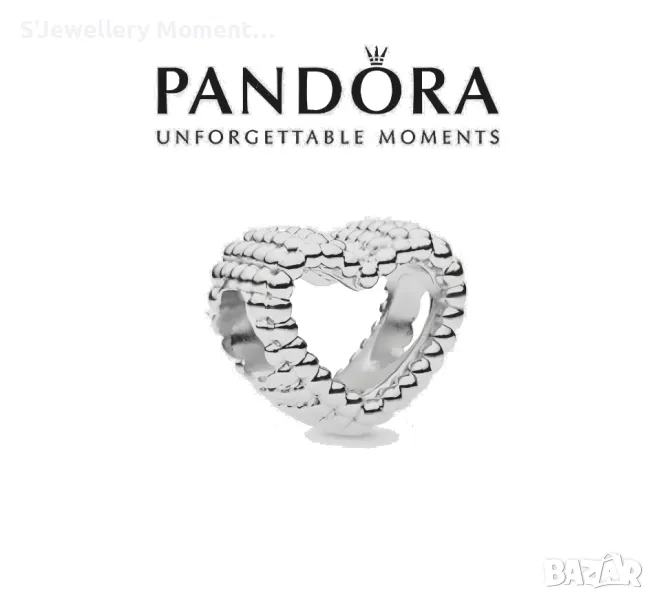 Талисман PANDORA Beaded Open Heart, снимка 1