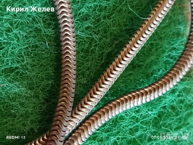 Сребърна огърлица тип змийска верижка майсторска ръчна изработка 39944, снимка 7 - Колиета, медальони, синджири - 53015799