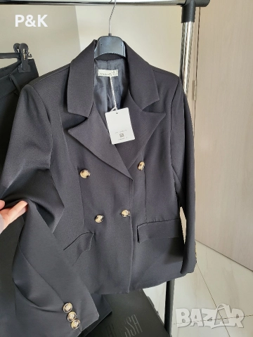 Черен костюм - сако и панталон, снимка 2 - Костюми - 52734649