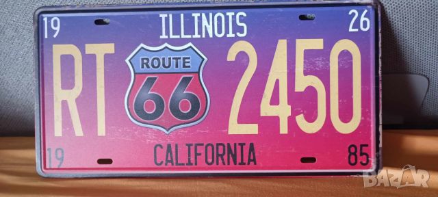 ROUTE 66-Ilinois 1926-California 1985-метална табела -тип регистрационен номер, снимка 3 - Аксесоари и консумативи - 45794276