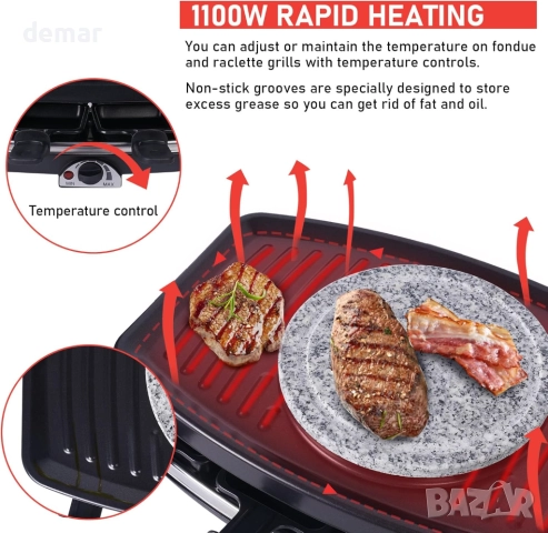 Комплекти електрически съдове за фондю, грил, раклет за 8 души, снимка 5 - Скари - 51905733
