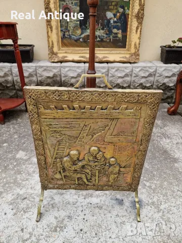 Уникално антикварно английско бронзово пано решетка за камина  , снимка 3 - Антикварни и старинни предмети - 50166791