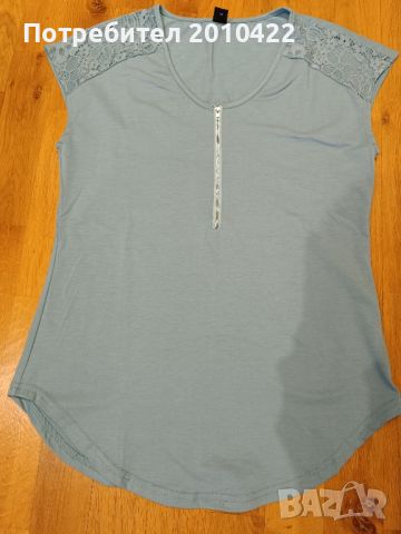 Нова синя блуза с дантела, С размер, снимка 1 - Корсети, бюстиета, топове - 45919634
