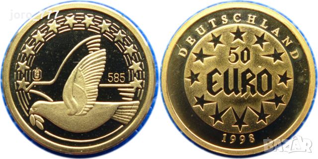 Златна монета "Гълъб на мира" 1/20 oz 1998, снимка 1 - Нумизматика и бонистика - 45483793
