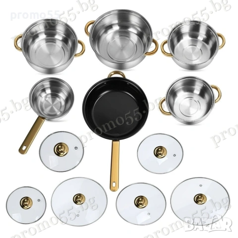 Комплект Тенджери за Готвене от 12 Части за Всички Видове Котлони, снимка 3 - Прибори за хранене, готвене и сервиране - 53868855