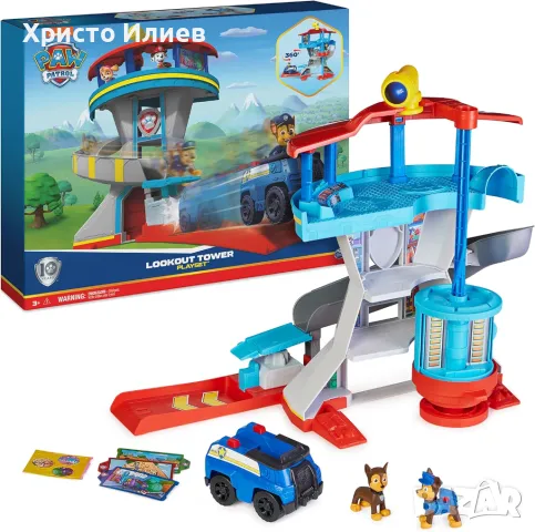 PAW PATROL Кула База Щаб квартира с асансьор 2 кучета и кола Чейс Пес Патрул, снимка 1 - Коли, камиони, мотори, писти - 48086508