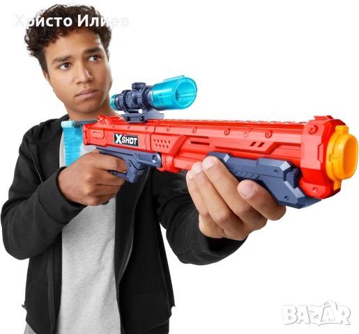 Бластер Пистолет с меки стрели голям с голям обсег съвместим с Nerf ZURU X-Shot